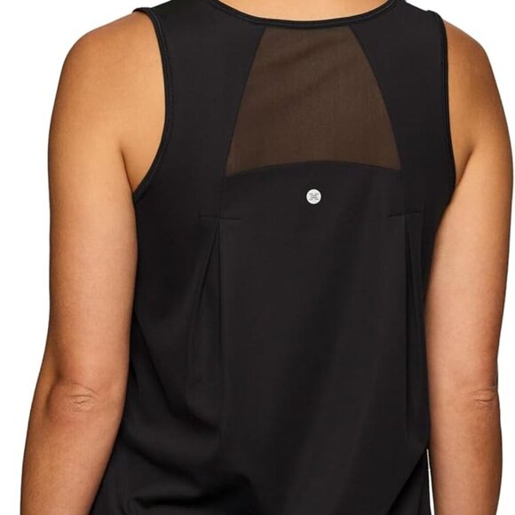 Active Women's Black Workout Tank with Mesh Panels, Quick Dry, Plus Sizes - Picture 1 of 5